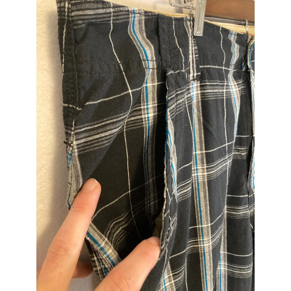 Skater Grunge Unionbay Mens 40 Black‎ Blue Plaid Utility Cotton Cargo Shorts